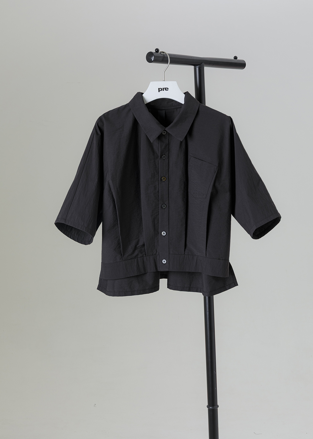 浮冰短版箱型寬袖襯衫